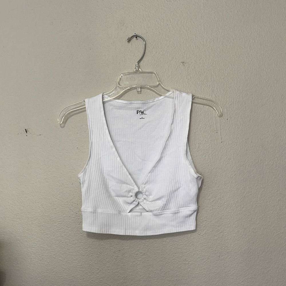 PACSUN WHITE V-NECK RIBBED CROP TOP